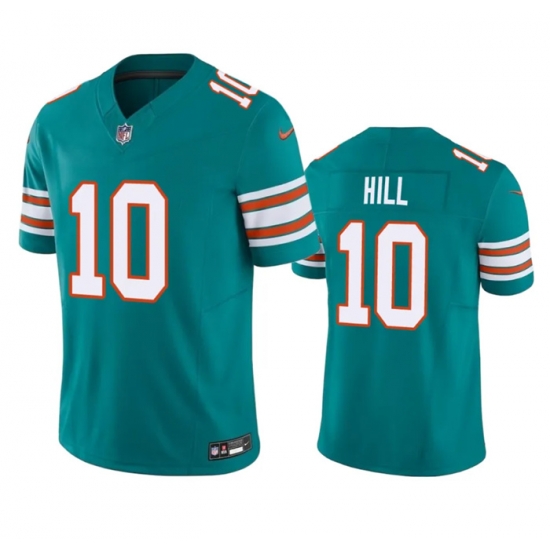 Men Miami Dolphins 10 Tyreek Hill Aqua 2023 F U S E Vapor Limited Stitched Football Jersey Men Miami Dolphins 10 Tyreek Hill Aqua 2023 F U S E Vapor Limited Stitched Football Jersey