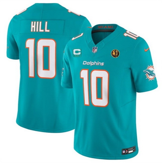 Men Miami Dolphins 10 Tyreek Hill Aqua 2023 F U S E With 2 Star C Patch And John Madden Patch Vapor Limited Stitched Football Jersey Men Miami Dolphins 10 Tyreek Hill Aqua 2023 F U S E With 2 Star C Patch And John Madden Patch Vapor Limited Stitched Football Jersey
