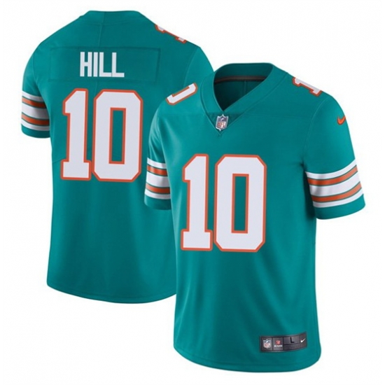 Men Miami Dolphins 10 Tyreek Hill Aqua Color Rush Limited Stitched Football Jersey Men Miami Dolphins 10 Tyreek Hill Aqua Color Rush Limited Stitched Football Jersey