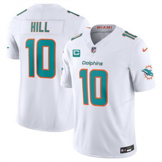 Men Miami Dolphins 10 Tyreek Hill White F U S E With 3 Star C Patch Vapor Limited Stitched Football Jersey Men Miami Dolphins 10 Tyreek Hill White F U S E With 3 Star C Patch Vapor Limited Stitched Football Jersey