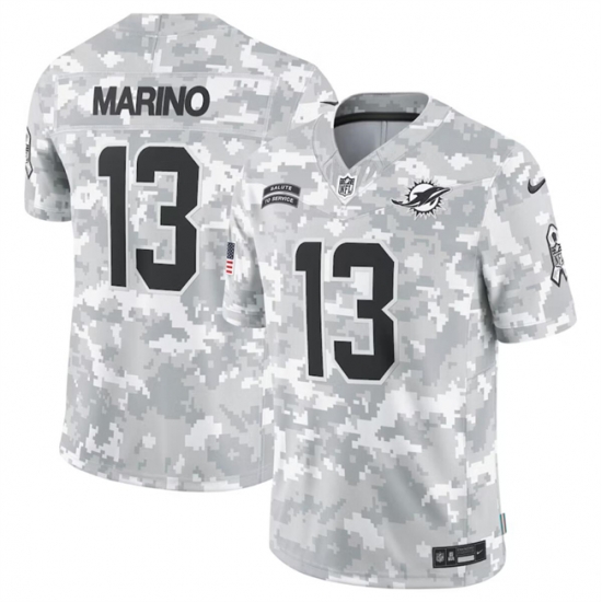Men Miami Dolphins 13 Dan Marino 2024 Arctic Camo Salute To Service Limited Stitched Football Jersey Men Miami Dolphins 13 Dan Marino 2024 Arctic Camo Salute To Service Limited Stitched Football Jersey