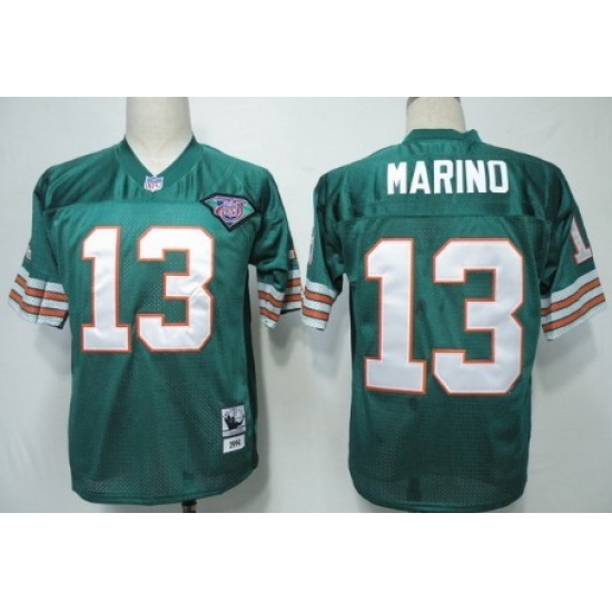 Men Miami Dolphins #13 Dan Marino Green 75TH Throwback Jersey Men Miami Dolphins #13 Dan Marino Green 75TH Throwback Jersey