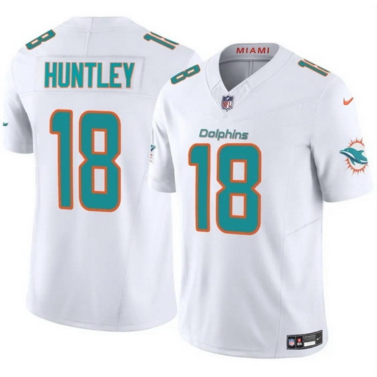 Men Miami Dolphins 18 Tyler Huntley White 2024 F U S E Vapor Limited Stitched Football Jersey Men Miami Dolphins 18 Tyler Huntley White 2024 F U S E Vapor Limited Stitched Football Jersey