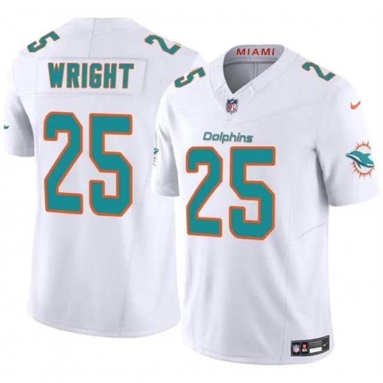 Men Miami Dolphins 25 Jaylen Wright White 2024 F U S E Vapor Limited Stitched Football Jersey Men Miami Dolphins 25 Jaylen Wright White 2024 F U S E Vapor Limited Stitched Football Jersey