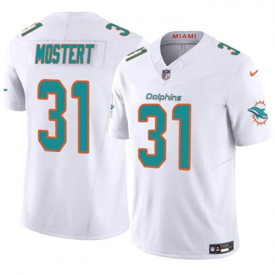Men Miami Dolphins 31 Raheem Mostert White 2023 F U S E Alternate Vapor Limited Stitched Football Jersey Men Miami Dolphins 31 Raheem Mostert White 2023 F U S E Alternate Vapor Limited Stitched Football Jersey
