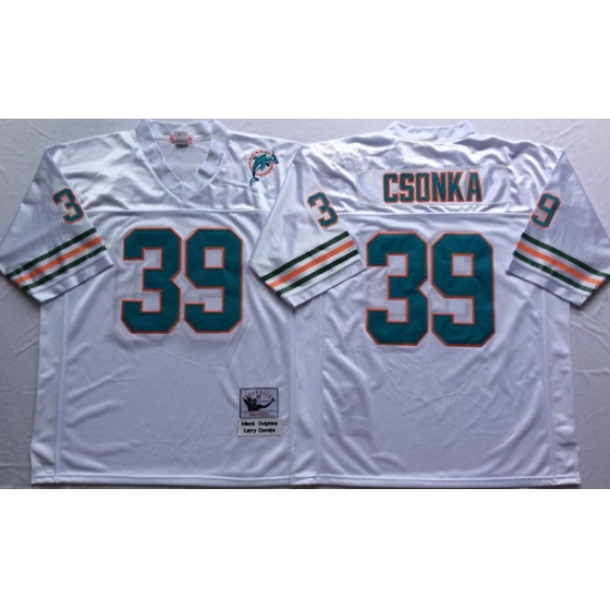 Men Miami Dolphins 39 Larry Csonka White M&N Throwback Jersey Men Miami Dolphins 39 Larry Csonka White M&N Throwback Jersey