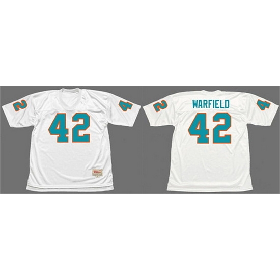 Men Miami Dolphins 42 Paul Warfield White 1972 Throwback Stitched Football Jersey Men Miami Dolphins 42 Paul Warfield White 1972 Throwback Stitched Football Jersey