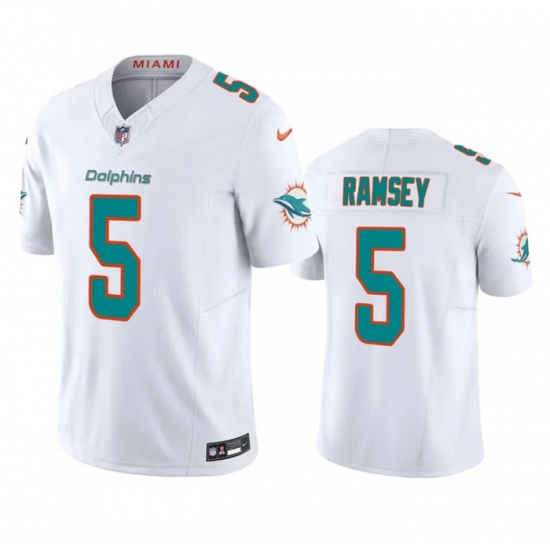 Men Miami Dolphins 5 Jalen Ramsey White 2023 F U S E Vapor Limited Stitched Football Jersey Men Miami Dolphins 5 Jalen Ramsey White 2023 F U S E Vapor Limited Stitched Football Jersey