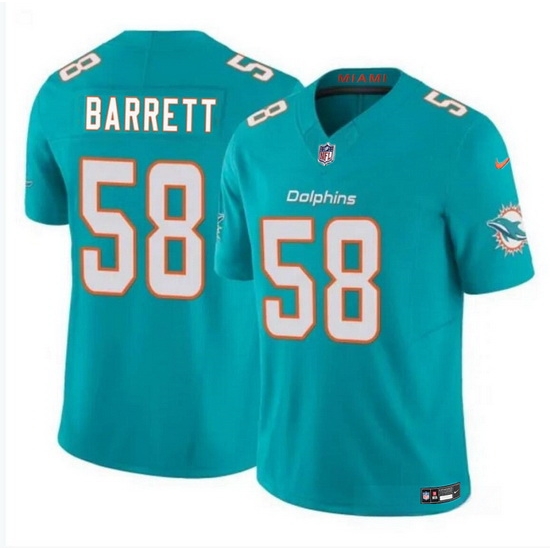 Men Miami Dolphins 58 Shaquil Barrett Aqua 2023 F U S E Vapor Limited Stitched Football Jersey Men Miami Dolphins 58 Shaquil Barrett Aqua 2023 F U S E Vapor Limited Stitched Football Jersey
