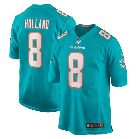 Men Miami Dolphins 8 Jevon Holland Aqua Stitched Game Jersey Men Miami Dolphins 8 Jevon Holland Aqua Stitched Game Jersey