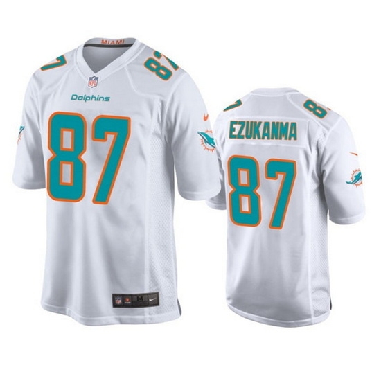 Men Miami Dolphins 87 Erik Ezukanma White Stitched Game Jersey Men Miami Dolphins 87 Erik Ezukanma White Stitched Game Jersey