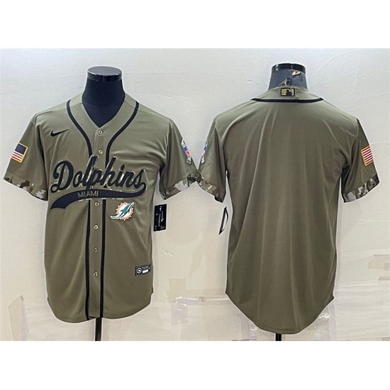 Men Miami Dolphins Blank Olive 2022 Salute To Service Cool Base Stitched Baseball Jersey Men Miami Dolphins Blank Olive 2022 Salute To Service Cool Base Stitched Baseball Jersey