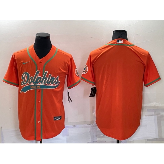 Men Miami Dolphins Blank Orange Cool Base Stitched Baseball Jersey Men Miami Dolphins Blank Orange Cool Base Stitched Baseball Jersey