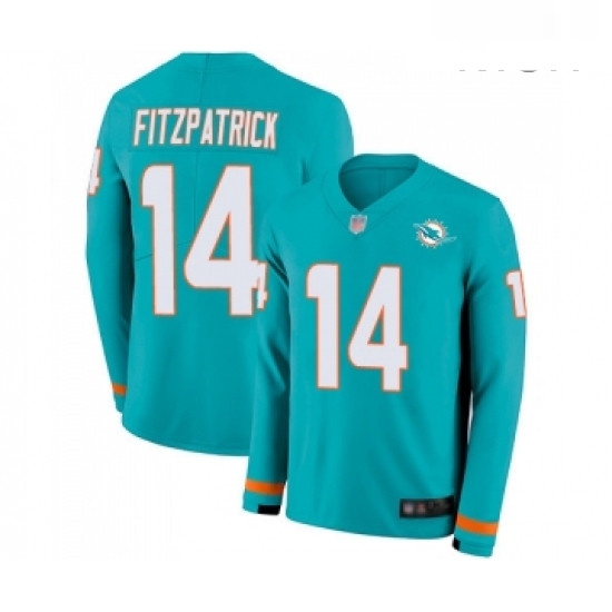Mens Miami Dolphins 14 Ryan Fitzpatrick Limited Aqua Therma Long Sleeve Football Jersey Mens Miami Dolphins 14 Ryan Fitzpatrick Limited Aqua Therma Long Sleeve Football Jersey