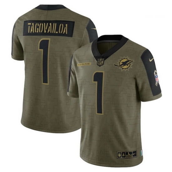 Men's Miami Dolphins Tua Tagovailoa Nike Olive 2021 Salute To Service Limited Player Jersey Men's Miami Dolphins Tua Tagovailoa Nike Olive 2021 Salute To Service Limited Player Jersey