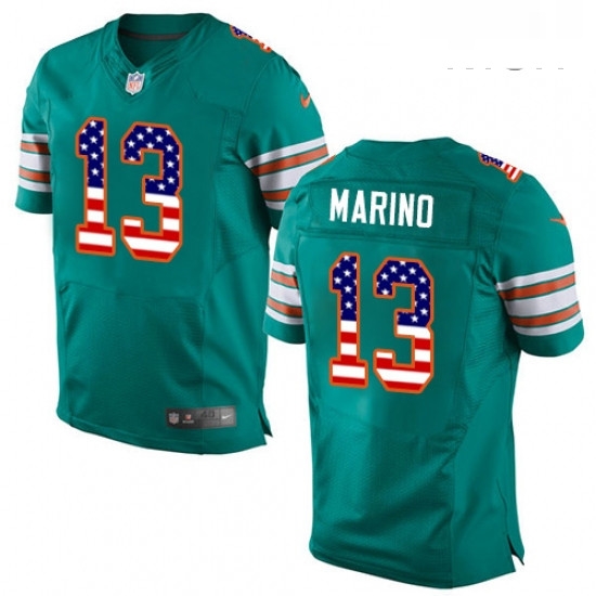 Mens Nike Miami Dolphins 13 Dan Marino Elite Aqua Green Alternate USA Flag Fashion NFL Jersey Mens Nike Miami Dolphins 13 Dan Marino Elite Aqua Green Alternate USA Flag Fashion NFL Jersey