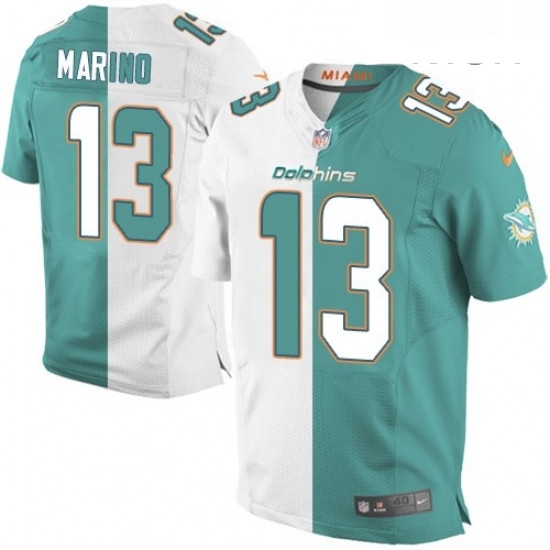 Mens Nike Miami Dolphins 13 Dan Marino Elite Aqua GreenWhite Split Fashion NFL Jersey Mens Nike Miami Dolphins 13 Dan Marino Elite Aqua GreenWhite Split Fashion NFL Jersey