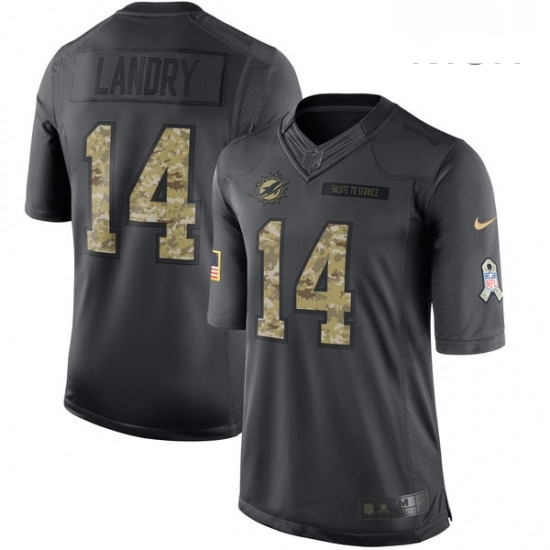 Mens Nike Miami Dolphins 14 Jarvis Landry Limited Black 2016 Salute to Service NFL Jersey Mens Nike Miami Dolphins 14 Jarvis Landry Limited Black 2016 Salute to Service NFL Jersey