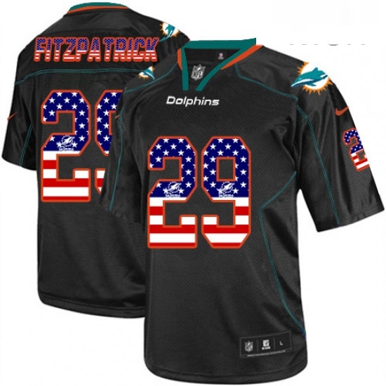 Mens Nike Miami Dolphins 29 Minkah Fitzpatrick Elite Black USA Flag Fashion NFL Jersey Mens Nike Miami Dolphins 29 Minkah Fitzpatrick Elite Black USA Flag Fashion NFL Jersey