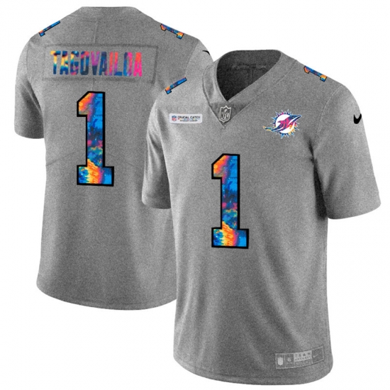 Miami Dolphins 1 Tua Tagovailoa Men Nike Multi Color 2020 NFL Crucial Catch NFL Jersey Greyheather Miami Dolphins 1 Tua Tagovailoa Men Nike Multi Color 2020 NFL Crucial Catch NFL Jersey Greyheather