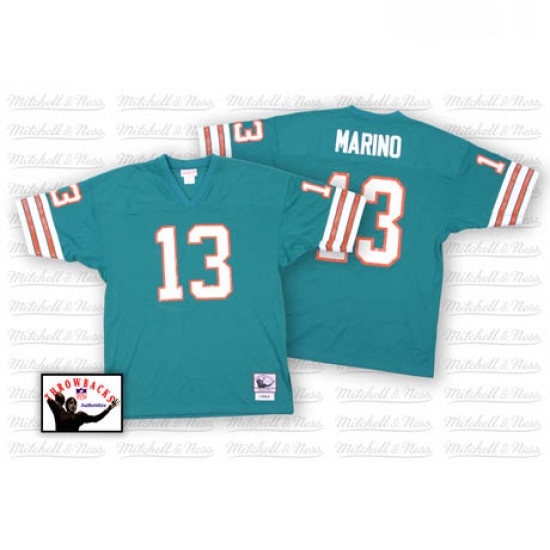 Mitchell and Ness Miami Dolphins 13 Dan Marino Aqua Green Team Color Authentic Throwback NFL Jersey Mitchell and Ness Miami Dolphins 13 Dan Marino Aqua Green Team Color Authentic Throwback NFL Jersey