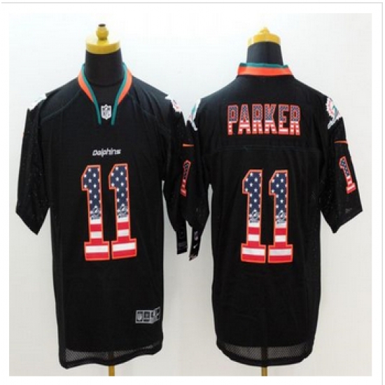 New Miami Dolphins #11 DeVante Parker Black Mens Stitched NFL Elite USA Flag Fashion Jersey New Miami Dolphins #11 DeVante Parker Black Mens Stitched NFL Elite USA Flag Fashion Jersey