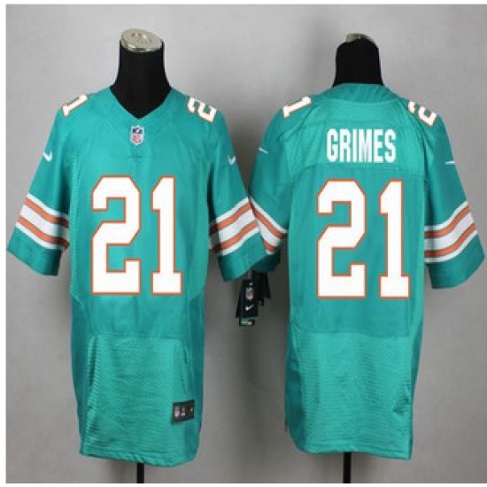 New Miami Dolphins #21 Brent Grimes Aqua Green Alternate Mens Stitched NFL Elite Jersey