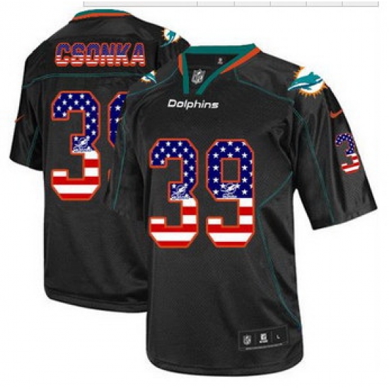 New Miami Dolphins #39 Larry Csonka Black Men' Stitched NFL Elite USA Flag Fashion Jersey New Miami Dolphins #39 Larry Csonka Black Men' Stitched NFL Elite USA Flag Fashion Jersey