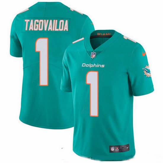Nike Dolphins 1 Tua Tagovailoa Aqua Green Team Color Men Stitched NFL Vapor Untouchable Limited Jersey Nike Dolphins 1 Tua Tagovailoa Aqua Green Team Color Men Stitched NFL Vapor Untouchable Limited Jersey
