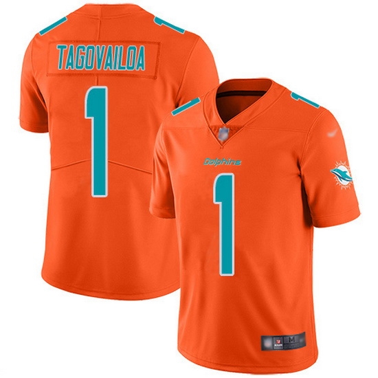 Nike Dolphins 1 Tua Tagovailoa Orange Men Stitched NFL Limited Inverted Legend Jersey Nike Dolphins 1 Tua Tagovailoa Orange Men Stitched NFL Limited Inverted Legend Jersey