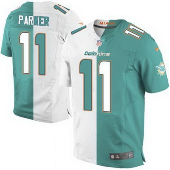 Nike Dolphins #11 DeVante Parker Aqua Green White Mens Stitched NFL Elite Split Jersey Nike Dolphins #11 DeVante Parker Aqua Green White Mens Stitched NFL Elite Split Jersey