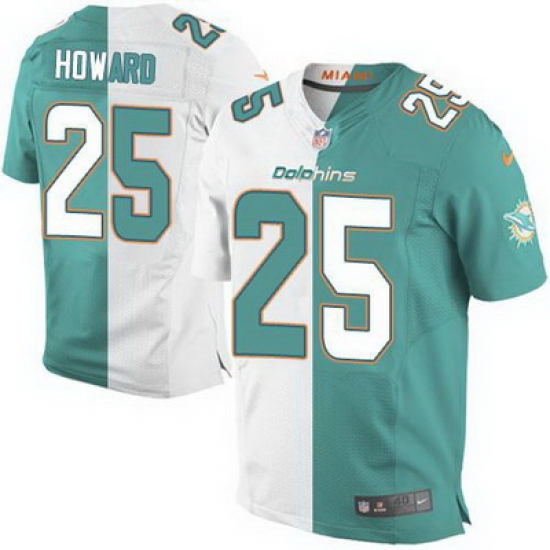 Nike Dolphins #25 Xavien Howard Aqua Green White Mens Stitched NFL Elite Split Jersey Nike Dolphins #25 Xavien Howard Aqua Green White Mens Stitched NFL Elite Split Jersey