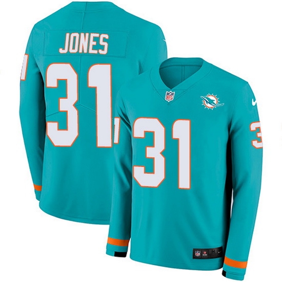 Nike Dolphins 31 Byron Jones Aqua Green Team Color Men Stitched NFL Limited Therma Long Sleeve Jersey Nike Dolphins 31 Byron Jones Aqua Green Team Color Men Stitched NFL Limited Therma Long Sleeve Jersey