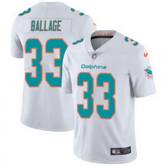 Nike Dolphins #33 Kalen Ballage White Mens Stitched NFL Vapor Untouchable Limited Jersey Nike Dolphins #33 Kalen Ballage White Mens Stitched NFL Vapor Untouchable Limited Jersey