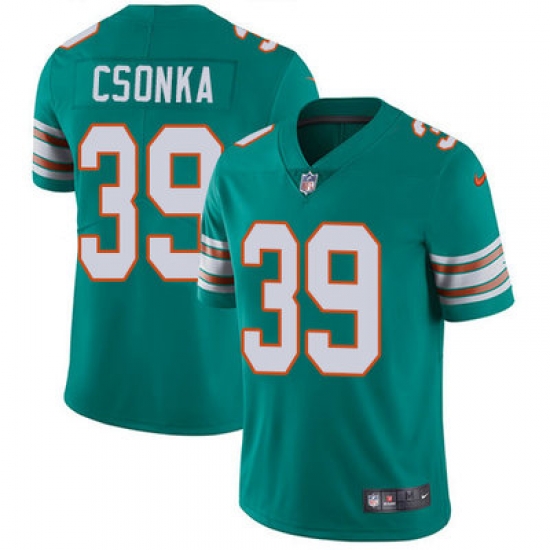 Nike Dolphins #39 Larry Csonka Aqua Green Alternate Mens Stitched NFL Vapor Untouchable Limited Jersey Nike Dolphins #39 Larry Csonka Aqua Green Alternate Mens Stitched NFL Vapor Untouchable Limited Jersey