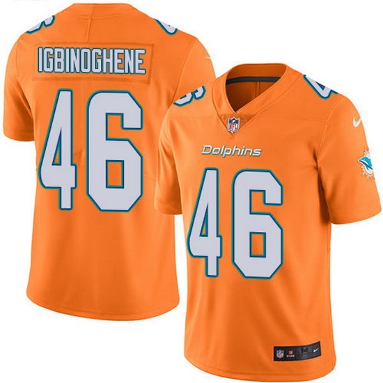 Nike Dolphins 46 Noah Igbinoghene Orange Men Stitched NFL Limited Rush Jersey Nike Dolphins 46 Noah Igbinoghene Orange Men Stitched NFL Limited Rush Jersey