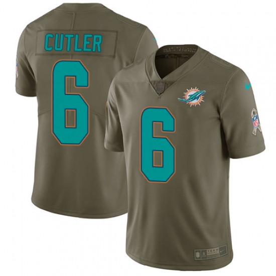 Nike Dolphins #6 Jay Cutler Olive Mens Stitched NFL Limited 2017 Salute to Service Jersey Nike Dolphins #6 Jay Cutler Olive Mens Stitched NFL Limited 2017 Salute to Service Jersey