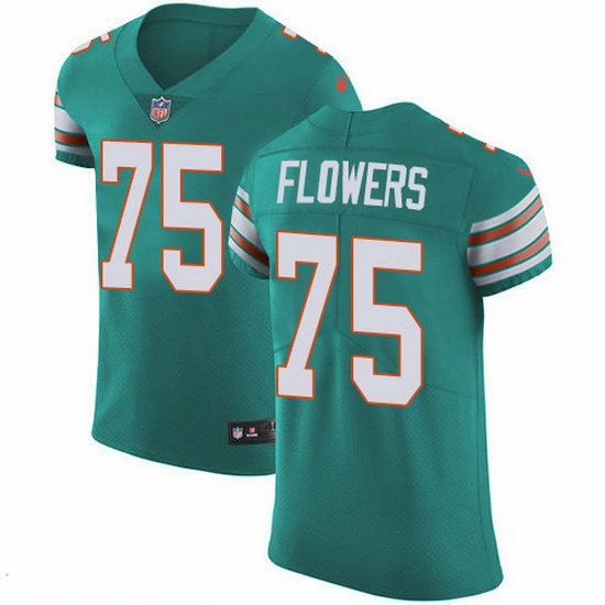 Nike Dolphins 75 Ereck Flowers Aqua Green Alternate Men Stitched NFL New Elite Jersey Nike Dolphins 75 Ereck Flowers Aqua Green Alternate Men Stitched NFL New Elite Jersey