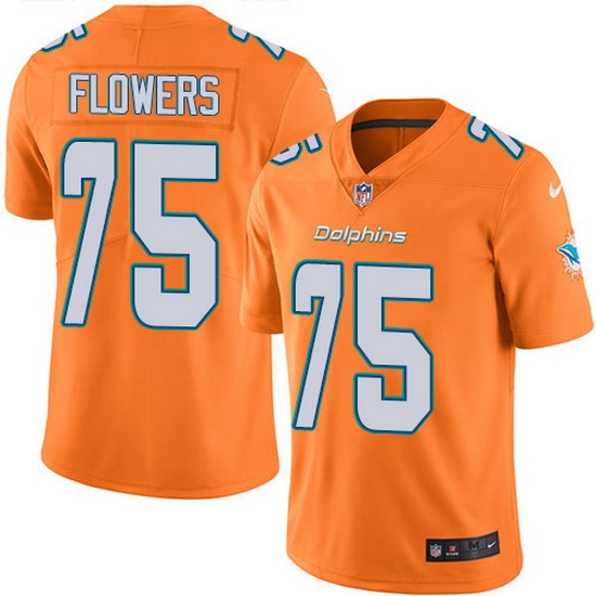 Nike Dolphins 75 Ereck Flowers Orange Men Stitched NFL Limited Rush Jersey Nike Dolphins 75 Ereck Flowers Orange Men Stitched NFL Limited Rush Jersey