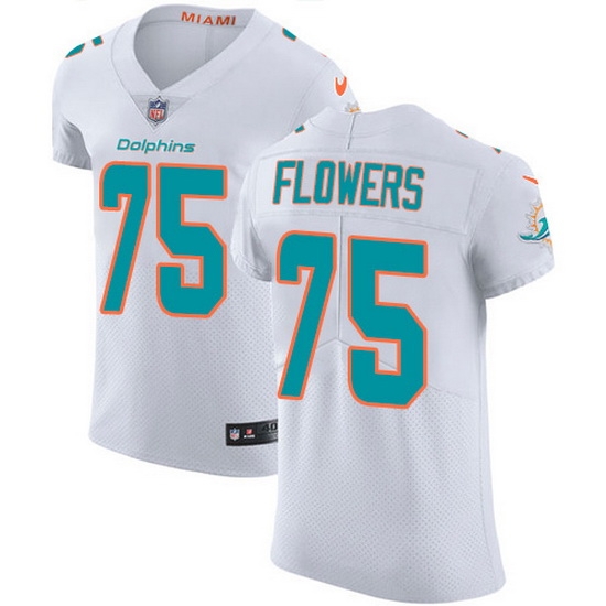Nike Dolphins 75 Ereck Flowers White Men Stitched NFL New Elite Jersey Nike Dolphins 75 Ereck Flowers White Men Stitched NFL New Elite Jersey