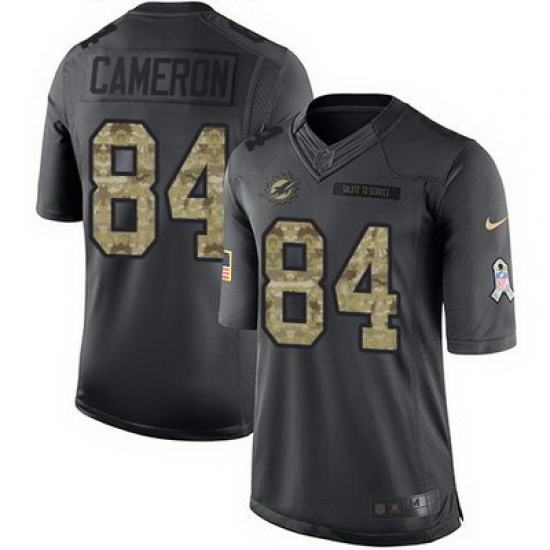 Nike Dolphins #84 Jordan Cameron Black Mens Stitched NFL Limited 2016 Salute to Service Jersey Nike Dolphins #84 Jordan Cameron Black Mens Stitched NFL Limited 2016 Salute to Service Jersey
