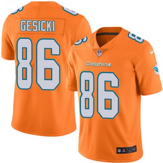Nike Dolphins #86 Mike Gesicki Orange Mens Stitched NFL Limited Rush Jersey Nike Dolphins #86 Mike Gesicki Orange Mens Stitched NFL Limited Rush Jersey