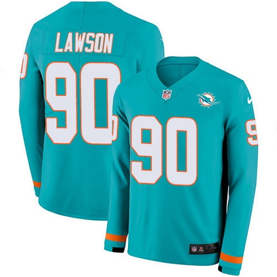 Nike Dolphins 90 Shaq Lawson Aqua Green Team Color Men Stitched NFL Limited Therma Long Sleeve Jersey Nike Dolphins 90 Shaq Lawson Aqua Green Team Color Men Stitched NFL Limited Therma Long Sleeve Jersey