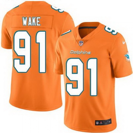 Nike Dolphins #91 Cameron Wake Orange Mens Stitched NFL Limited Rush Jersey Nike Dolphins #91 Cameron Wake Orange Mens Stitched NFL Limited Rush Jersey