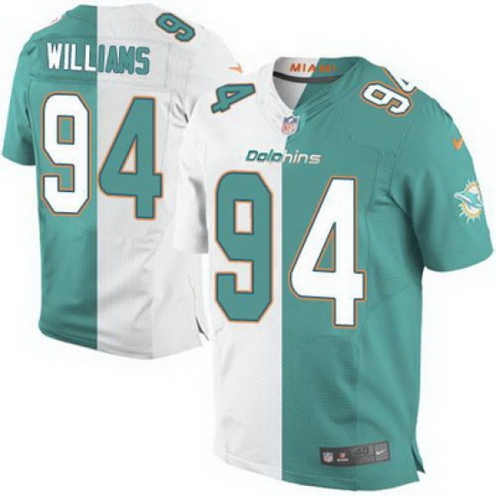 Nike Dolphins #94 Mario Williams Aqua Green White Mens Stitched NFL Elite Split Jersey Nike Dolphins #94 Mario Williams Aqua Green White Mens Stitched NFL Elite Split Jersey