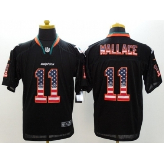 Nike Miami Dolphins 11 Mike Wallace Black Elite USA Flag Fashion NFL Jersey Nike Miami Dolphins 11 Mike Wallace Black Elite USA Flag Fashion NFL Jersey