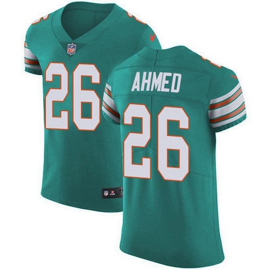 Nike Miami Dolphins 26 Salvon Ahmed Aqua Green Alternate Men Stitched NFL New Elite Jersey Nike Miami Dolphins 26 Salvon Ahmed Aqua Green Alternate Men Stitched NFL New Elite Jersey