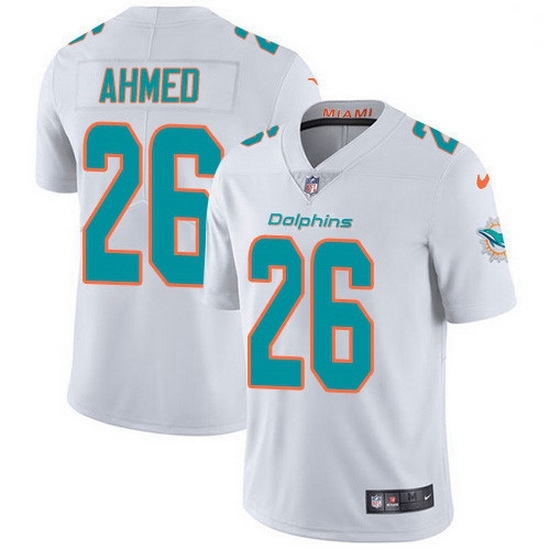 Nike Miami Dolphins 26 Salvon Ahmed White Men Stitched NFL Vapor Untouchable Limited Jersey Nike Miami Dolphins 26 Salvon Ahmed White Men Stitched NFL Vapor Untouchable Limited Jersey