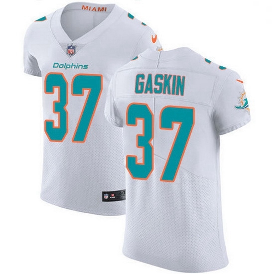 Nike Miami Dolphins 37 Myles Gaskin White Men Stitched NFL New Elite Jersey Nike Miami Dolphins 37 Myles Gaskin White Men Stitched NFL New Elite Jersey