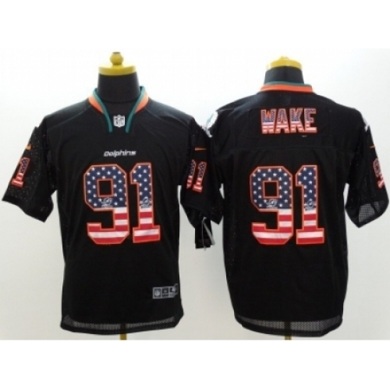 Nike Miami Dolphins 91 Cameron Wake Black Elite USA Flag Fashion NFL Jersey Nike Miami Dolphins 91 Cameron Wake Black Elite USA Flag Fashion NFL Jersey